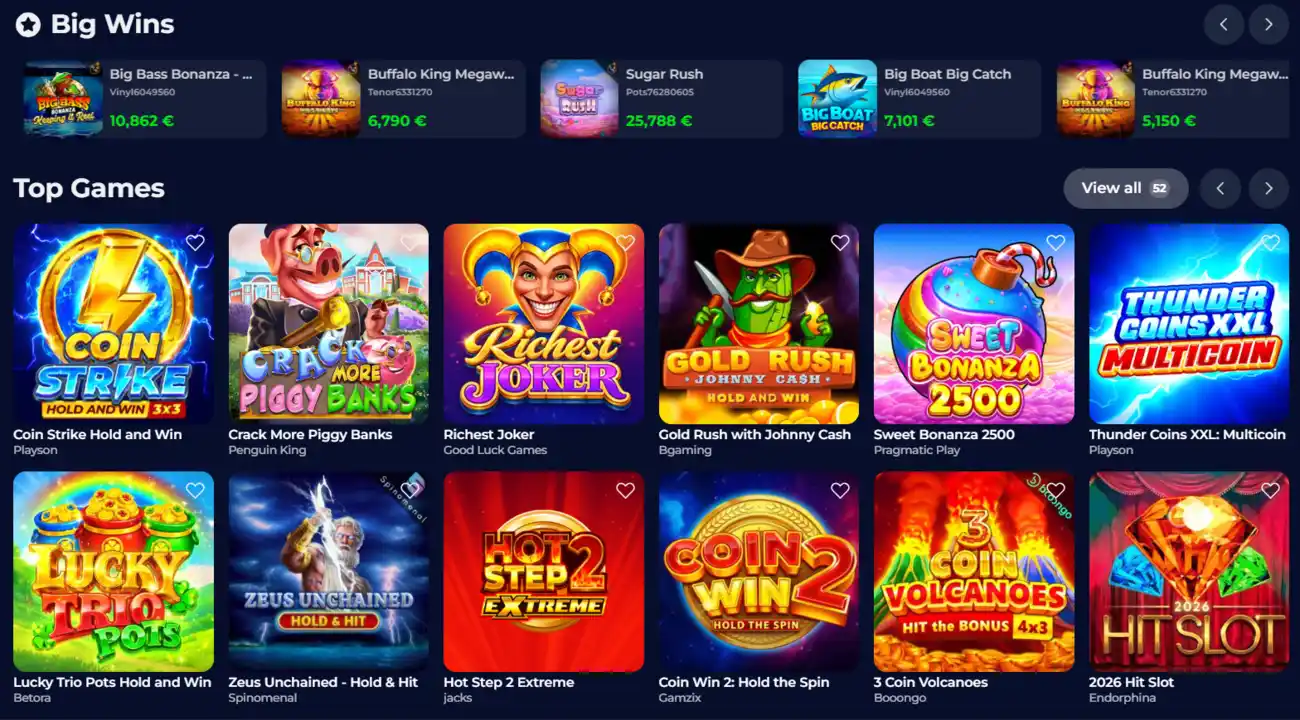 Ninewin Casino Homepage