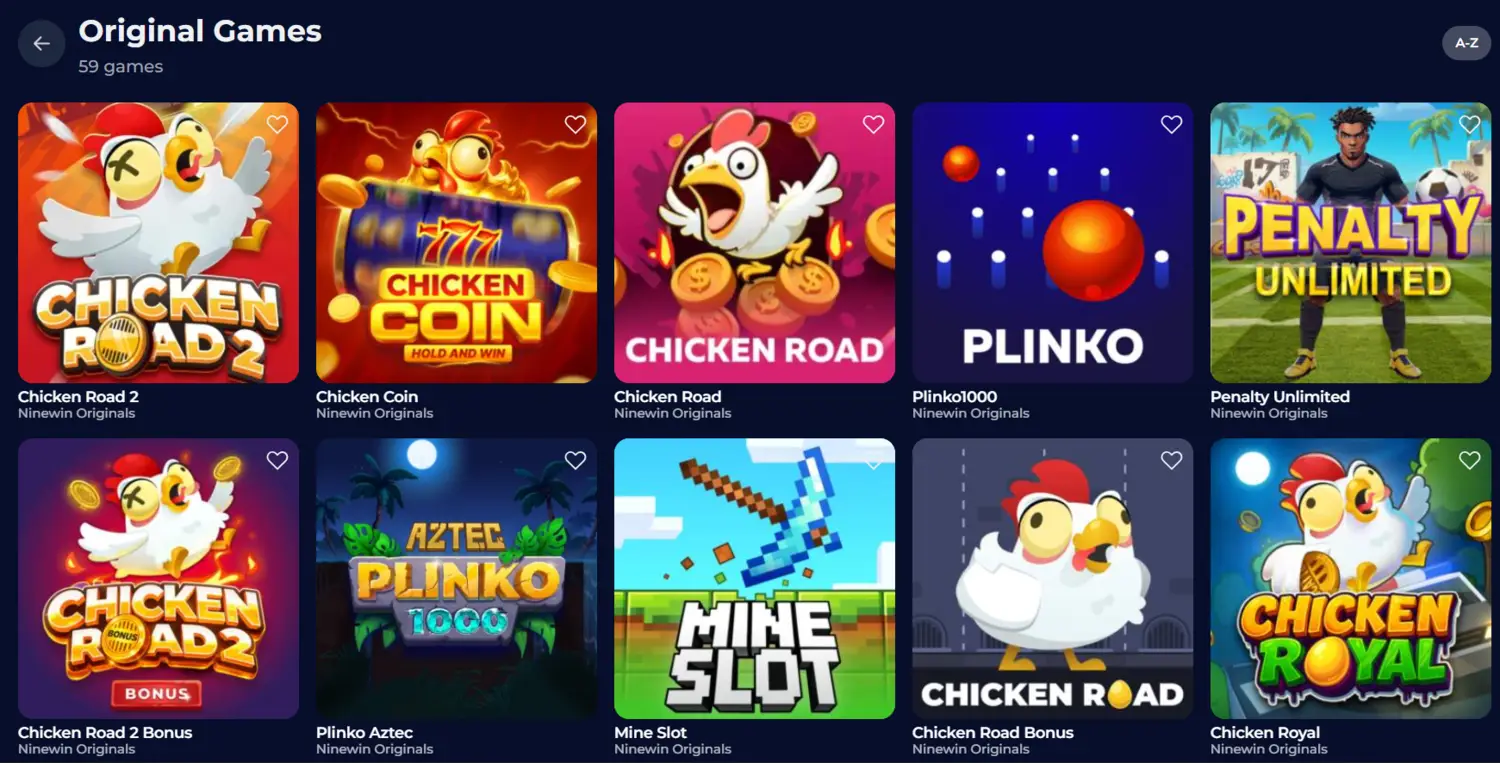 Ninewin Casino Exclusive Games